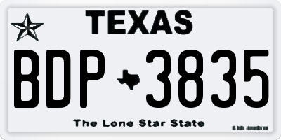TX license plate BDP3835