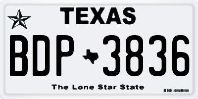 TX license plate BDP3836
