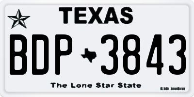 TX license plate BDP3843