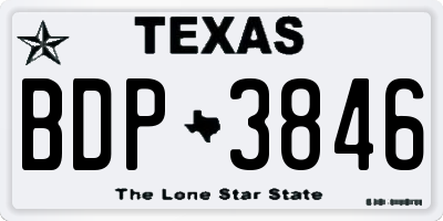 TX license plate BDP3846