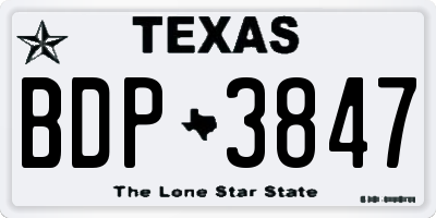 TX license plate BDP3847