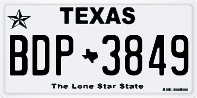 TX license plate BDP3849