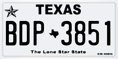 TX license plate BDP3851