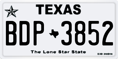 TX license plate BDP3852