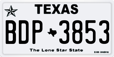 TX license plate BDP3853