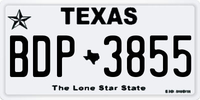 TX license plate BDP3855