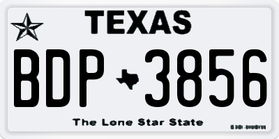 TX license plate BDP3856