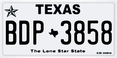 TX license plate BDP3858