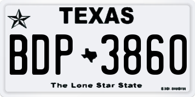 TX license plate BDP3860