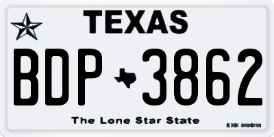 TX license plate BDP3862