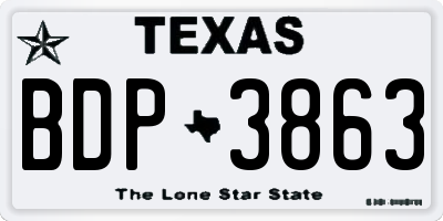 TX license plate BDP3863