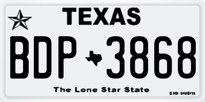 TX license plate BDP3868
