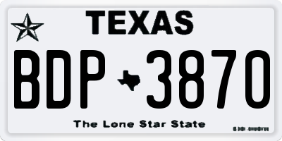 TX license plate BDP3870
