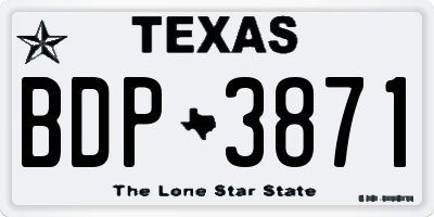 TX license plate BDP3871