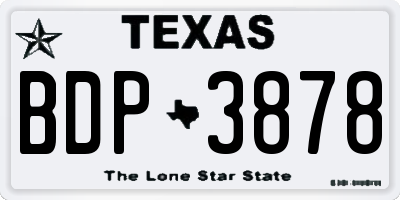 TX license plate BDP3878