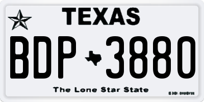 TX license plate BDP3880