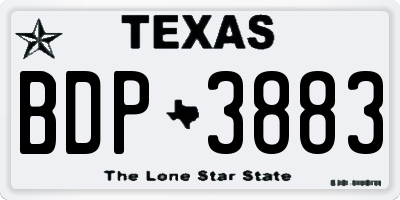 TX license plate BDP3883