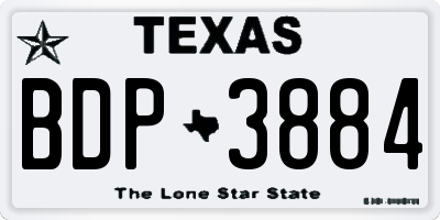TX license plate BDP3884