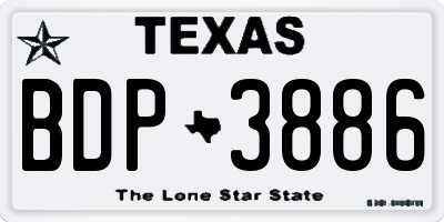 TX license plate BDP3886