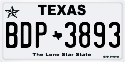 TX license plate BDP3893