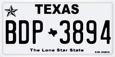 TX license plate BDP3894