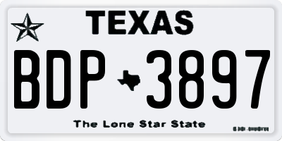TX license plate BDP3897