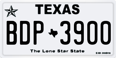 TX license plate BDP3900