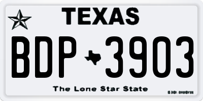 TX license plate BDP3903