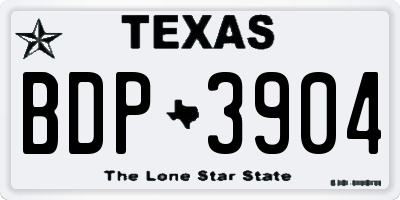TX license plate BDP3904