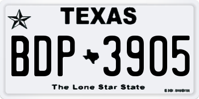TX license plate BDP3905