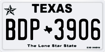 TX license plate BDP3906