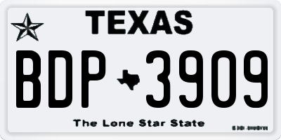TX license plate BDP3909