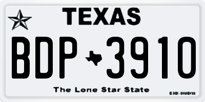 TX license plate BDP3910
