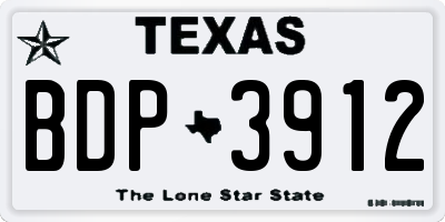 TX license plate BDP3912