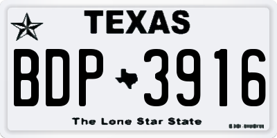 TX license plate BDP3916
