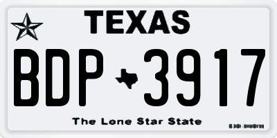 TX license plate BDP3917