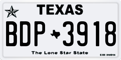 TX license plate BDP3918