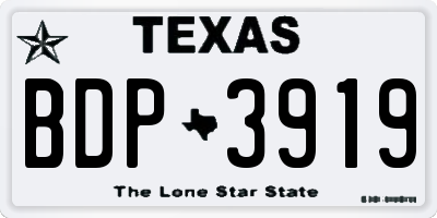 TX license plate BDP3919