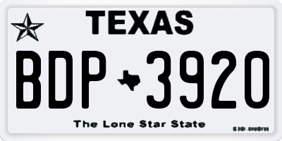 TX license plate BDP3920