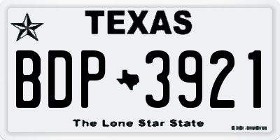 TX license plate BDP3921