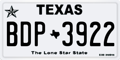 TX license plate BDP3922