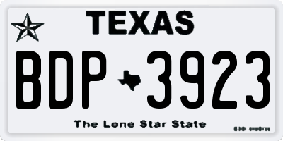 TX license plate BDP3923