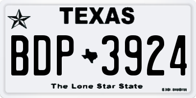 TX license plate BDP3924