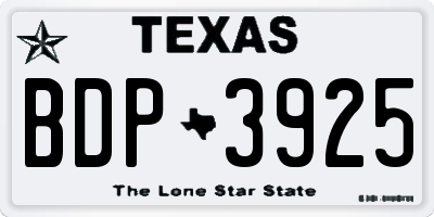 TX license plate BDP3925