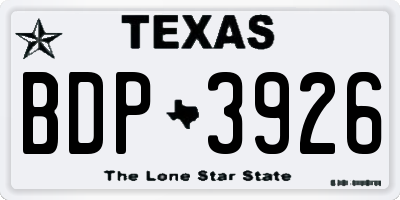 TX license plate BDP3926