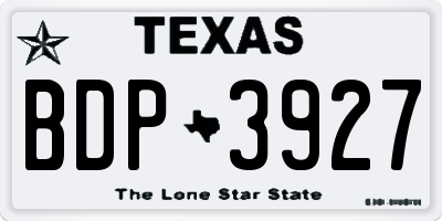TX license plate BDP3927