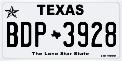 TX license plate BDP3928