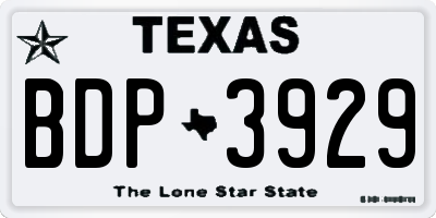 TX license plate BDP3929