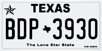 TX license plate BDP3930