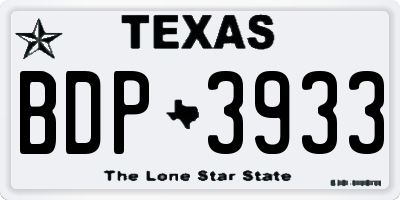 TX license plate BDP3933
